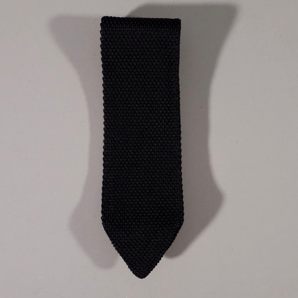 Brooks Brothers Knit Tie Mens OS Black Pure Silk Made in Italy Pointed Tip